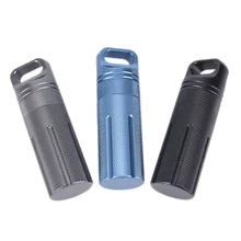 Синий/Черный алюминиевый сплав водонепроницаемый канистра таблетки медицина уплотнение капсула бутылка EDC Открытый инструмент для кемпинга