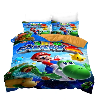 

Cartoon Super Mario Bros Bedding Set Bed Linen Bedclothes Popular Cute Mario Character Duvet Cover Set Pillowcases Free Shipping