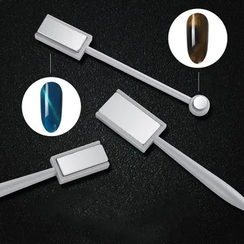 

1 PCS Double Headed Nail Magnetic Pen Cat Eyes Magnet for Nail Gel Polish 3d Line Strip Effect Strong Magnetic Pen Tools