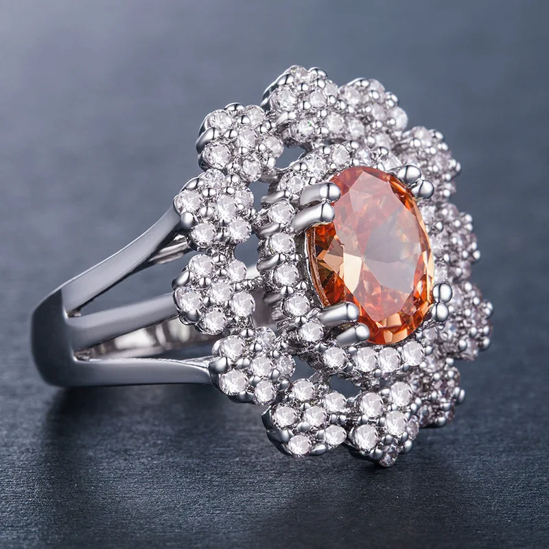 Bague Ringen женское 925 пробы Серебряное кольцо Wtih 10 мм Большой цитрин драгоценный камень серебряные ювелирные изделия для помолвки женские подарки Размер 6-10