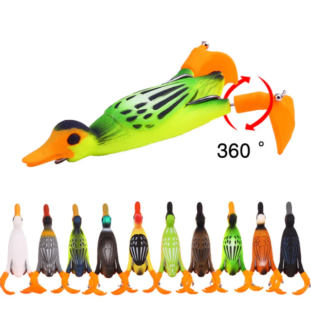 1PCS Duck Soft Fishing Lure 9.5cm 12g Whopper Plopper Floating Artificial Bait Rotating Tail For Carp Bass Tackle | Спорт и