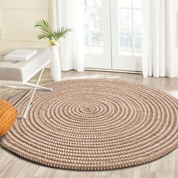 

Round Carpet Floor Protective Cover Home Stripe Living Room Door Mat Round Tatami Carpet Floor Mat New Arrival