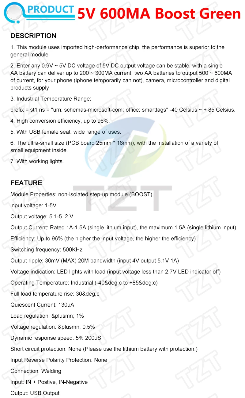 TZT 1/5PCS DC-DC Boost Modul (0,9 V ~ 5 V) 600mA Boost Converter Step Up Modul USB Mobile Power Boost Board TP4056 18650 – Detail 5