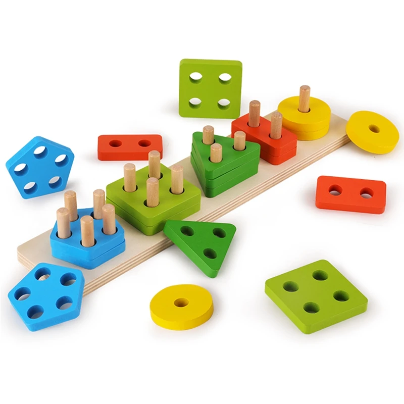 Детские игрушки Монтессори Обучающие деревянные игрушки геометрическая форма познание соответствие математике ребенка Ранние развивающие игрушки для детей