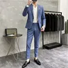 Men's Suit Jacket with Pant Formal Slim Fit Business Work Wedding Stage Tuxedo Fashion Best Men Social Dress Suit 2 Pieces Sets 5