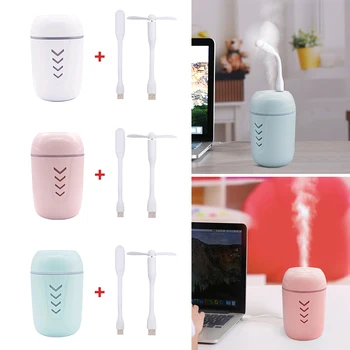 

Air Humidifier with LED Night Lamp Mini Fan Aroma Essential Oil Diffuser USB Fogger Mist Maker for Home Office Car Hot