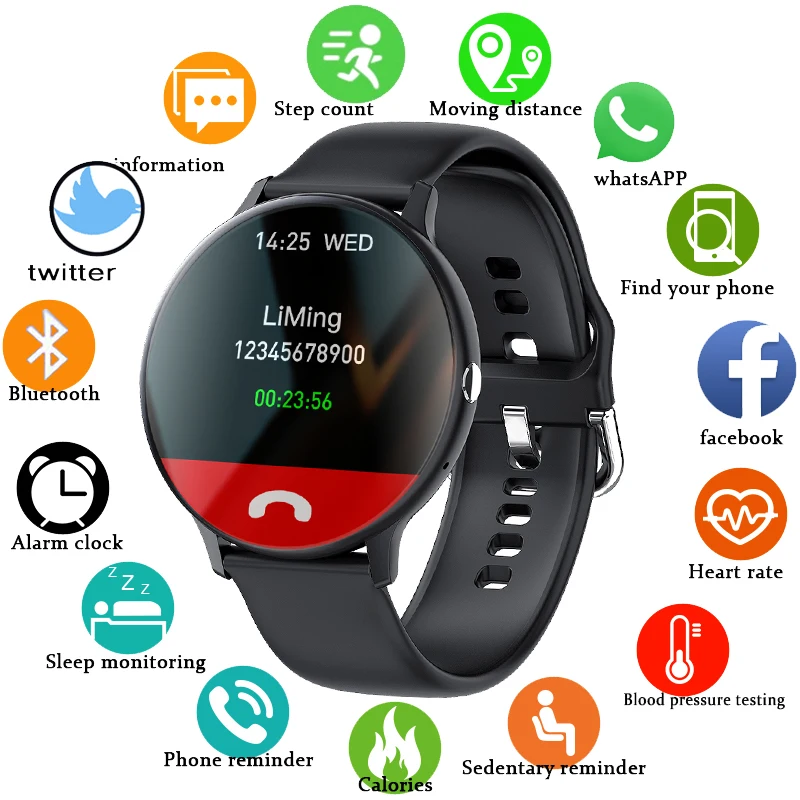 LIGE Smart Bluetooth Call Watch Men Women Heart Rate Sports fitness tracker Bracelet Waterproof Watch Man For Android IOS Xiaomi