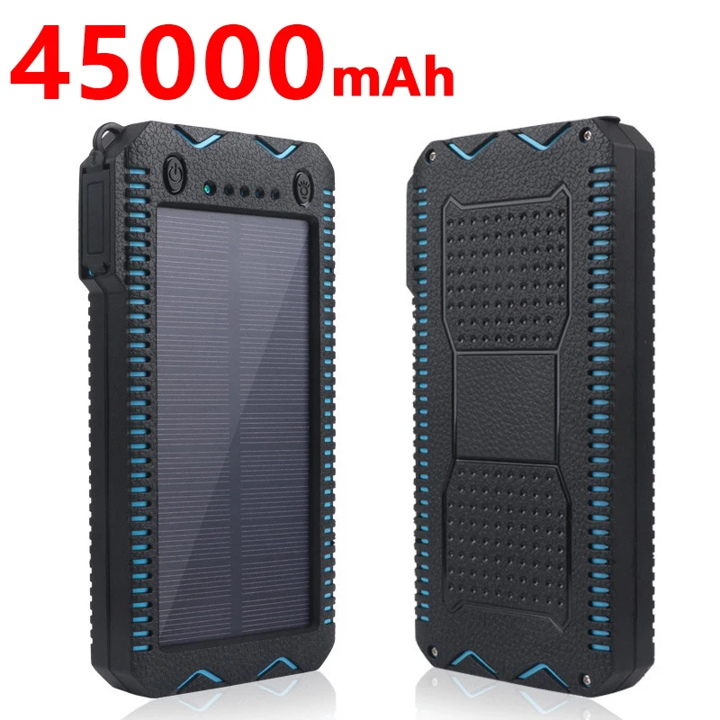 Солнечный внешний аккумулятор 45000mAh водонепроницаемый Cargador Portatil двойной USB Powerbank