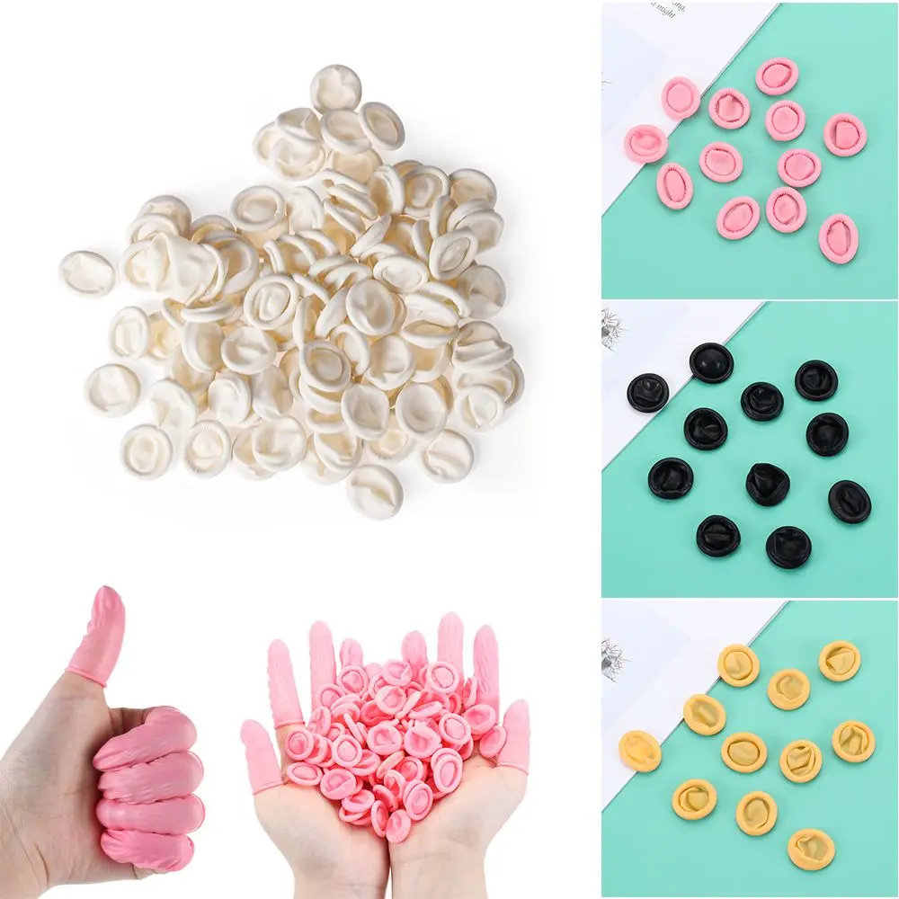 100PCS Natural Latex Nail Art Tool Disposable Finger Cots Finger Cover Fingertips Protector Gloves Rubber Gloves disposable gloves disposable finger covers