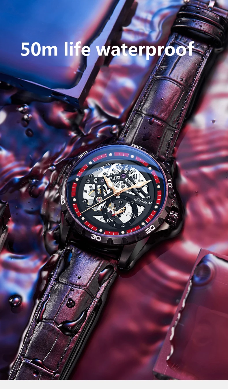 AILANG scheletro automatico meccanico da uomo di lusso impermeabile luminoso es cinturino in pelle da uomo cassa in acciaio nero_voghion.com