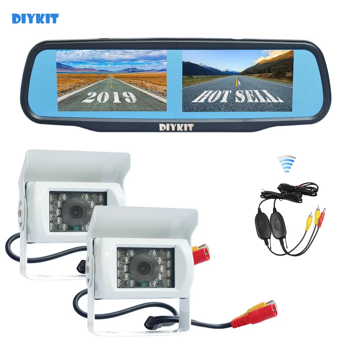 Diykit, беспроводной 4," Автомобильный зеркальный монитор заднего вида+ ночного Visioin CCD Водонепроницаемая камера заднего вида Автомобильная камера для автобуса грузовика