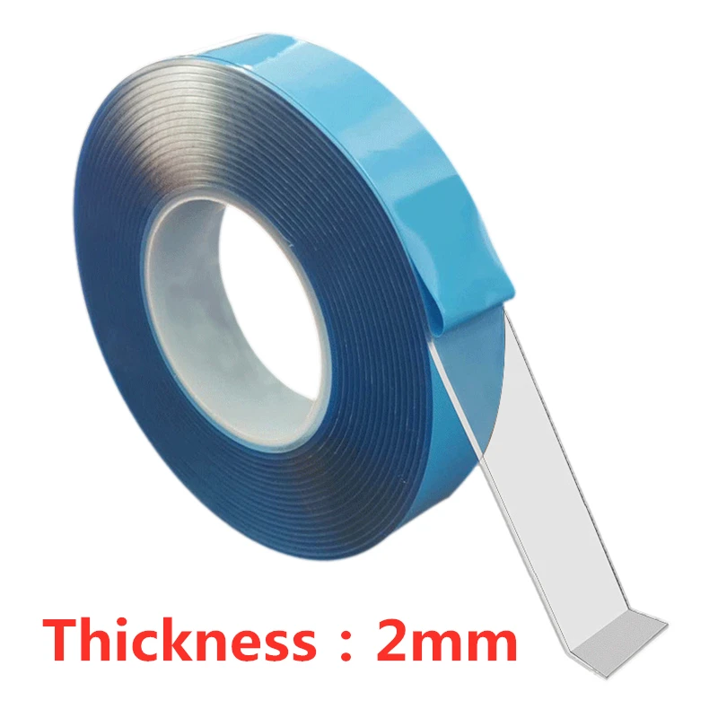 2MM Thickness Blue 1 м/3 м/5 м многоразовая прозрачная двухсторонняя лента Nano бесследная лента Съемная моющаяся клей для домашнего обустройства гаджет - Цвет: 2MM Thickness Blue