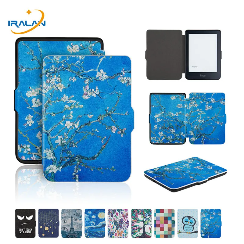 

New Printed PU Leather Case For Kobo Clara N249 Clear HD 6.0" 2018 e-Book Cover Silicone Magnetic Protective shell+Film+Stylus