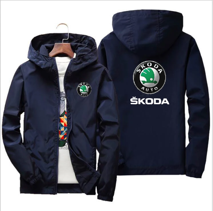 Мотоциклетная куртка, ветрозащитная куртка для Skoda с логотипом автомобиля, куртка для езды на мотоцикле, костюм с капюшоном, ветровка, толстовки, куртка на молнии для гонок - Цвет: as picture