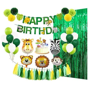 

Latex Aluminum Foil Balloons Set Environmental Protection Forest Animal Theme Party DIY Props For Children Birthday Bedroom