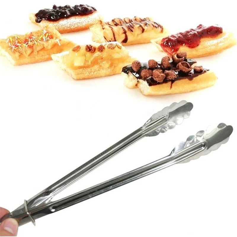 

New 9 Inch Stainless Steel Salad Tongs BBQ Kitchen Cooking Food Serving Non-stick Cake Steak Multifunction Utensil Tong Cooking