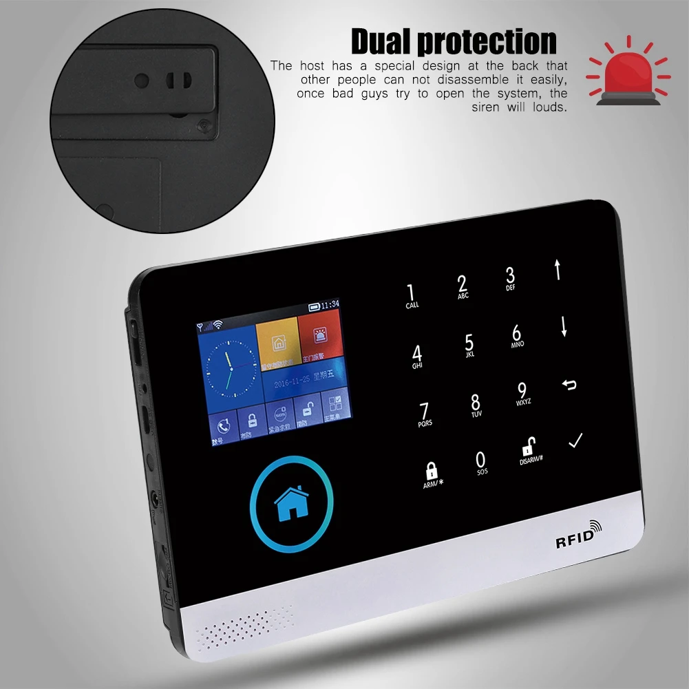 DC 5V 433MHZ Беспроводная GSM+ GPRS+ wifi интеллектуальная видео сигнализация умная домашняя система охранной сигнализации комплект wifi видео сигнализация