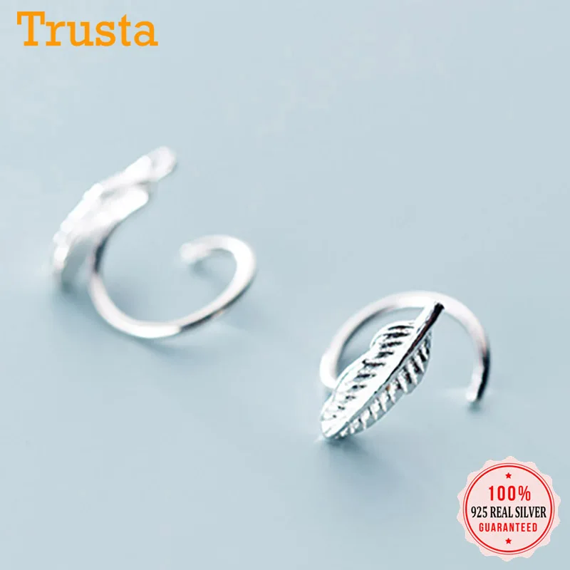 Trustdavis New 925 Sterling Silver Women's Glossy Feathers Ear Bones Buckle Ring Tightly Packed Mini Earrings DS2329 | Украшения и