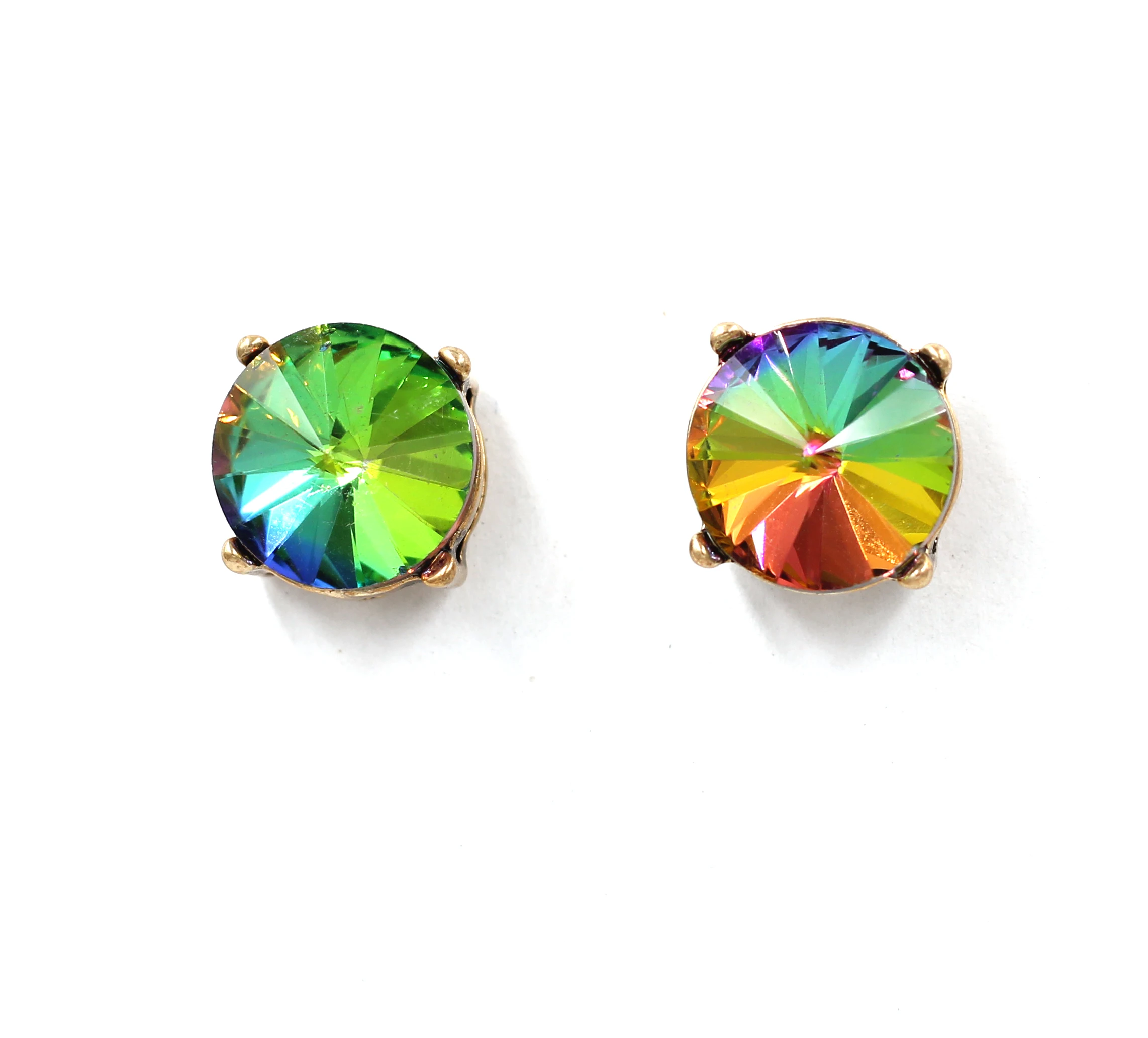 Модные круглые мульти AB стеклянные серьги-гвоздики для женщин