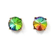 Модные круглые мульти AB стеклянные серьги-гвоздики для женщин