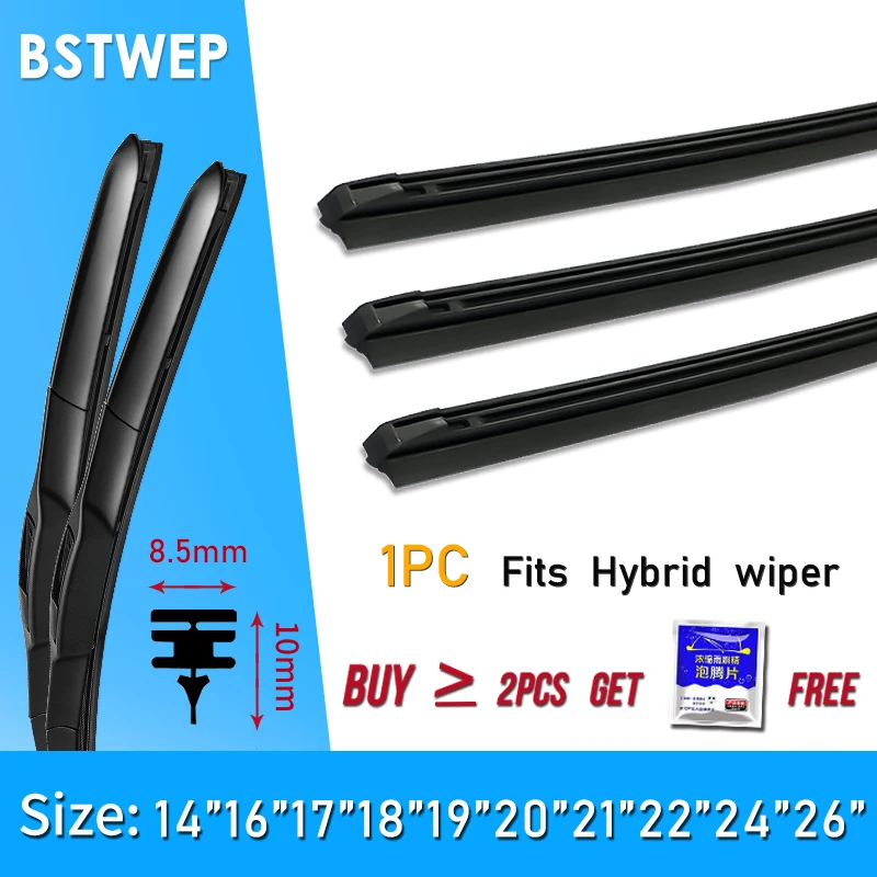 

BSTWEP Wiper Refill Rubber Replacement for Hybrid Type Wiper Blades Surface with Teflon Technology (Pack OF 1 Piece)