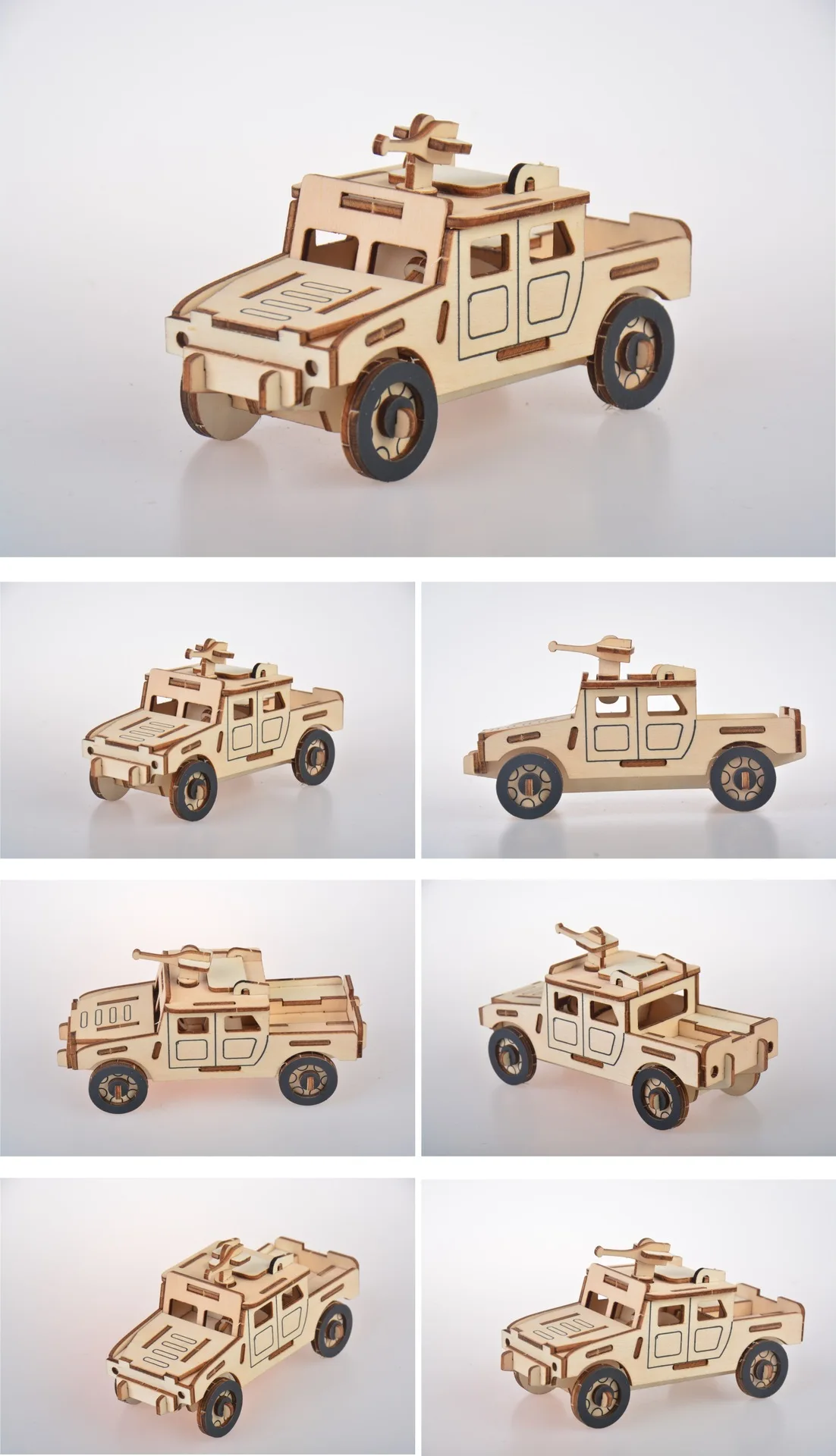 3D Деревянный трехмерный зигзаг головоломка DIY Развивающие игрушки, джип