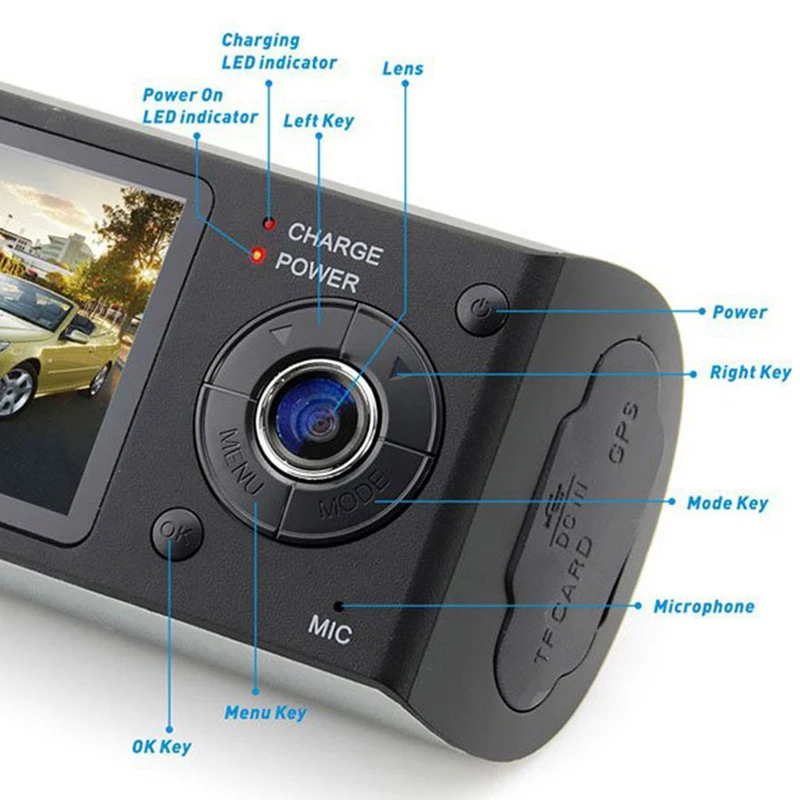 Видеорегистратор с двумя объективами DVR встроенный GPS трек для вождения 2 7 дюймов