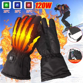 

Black Winter Ski Outdoor Work USB Hand Glove Warmer Nylon Electric Heated Gloves With Battery Box Cycling Motorcycle Gloves