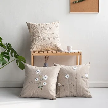 

DUNXDECO Cushion Cover Decorative Pillow Case Cojines Modern Simple Elegant Flora Embroidery Coussin Sofa Chair Cushion Cover