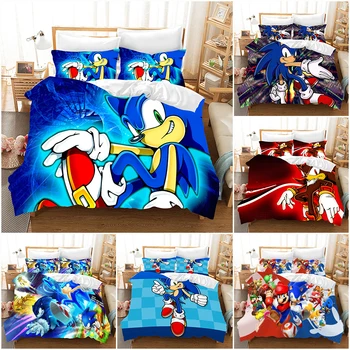 

Sonic Bedding Set Duvet Cover with Pillow Cover Bedding Set Signle Double Twin Full Queen King Size Bed Set for Room Decor