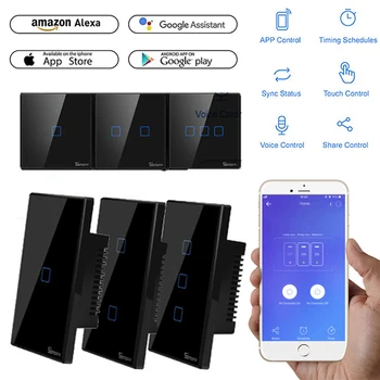 

Sonoff T1/2/3&1/2/3Gang Smart WiFi Wireless Panel Touch Switch Wall Ewelink Retome Ctrls Work With Alexa Google Home Smart Home