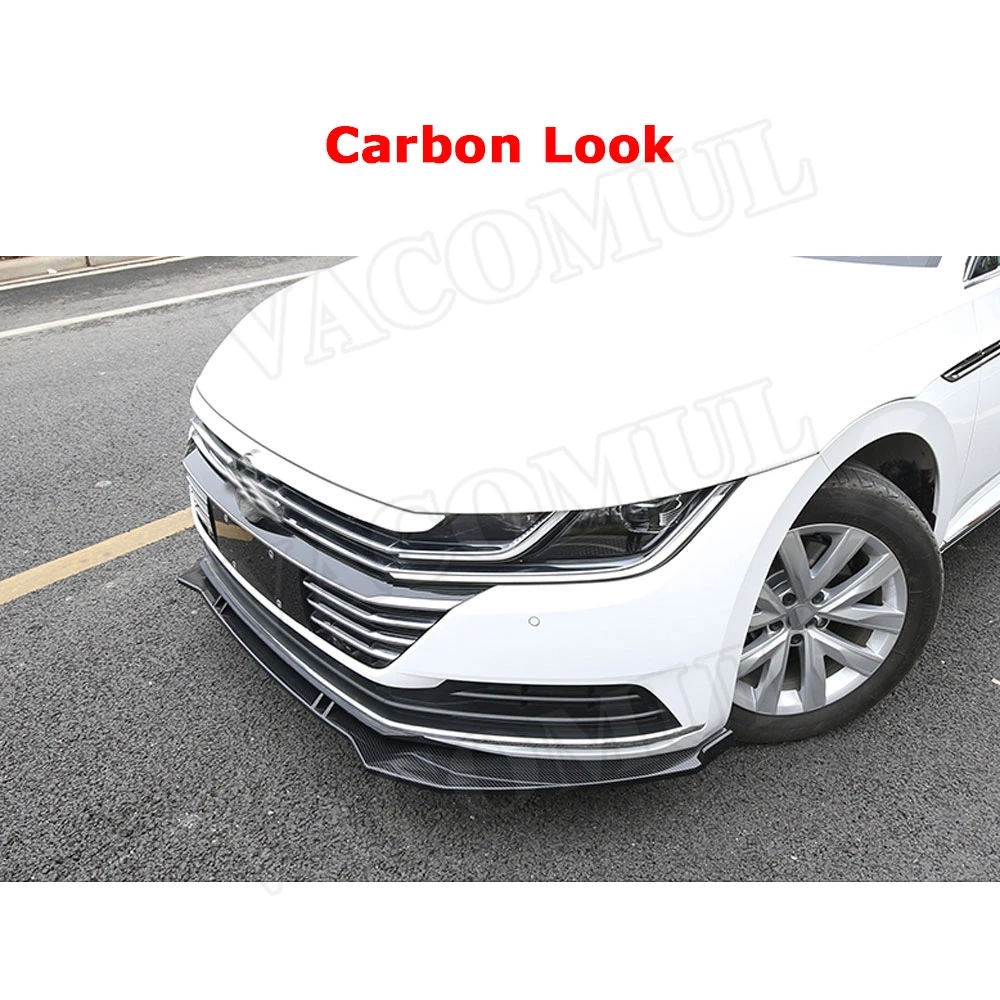 3 шт./компл. передний бампер спойлер для Volkswagen VW CC ABS черная голова подбородок Лопата протектор автомобильный Стайлинг - Цвет: ABS Carbon Look