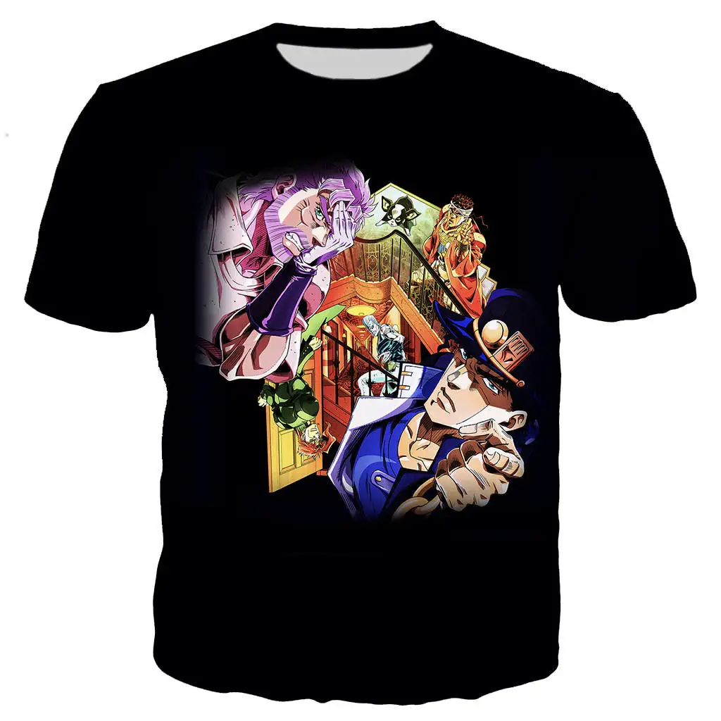 Аниме JoJo Необычные Приключения футболки Harajuku мужские и женские модные летние