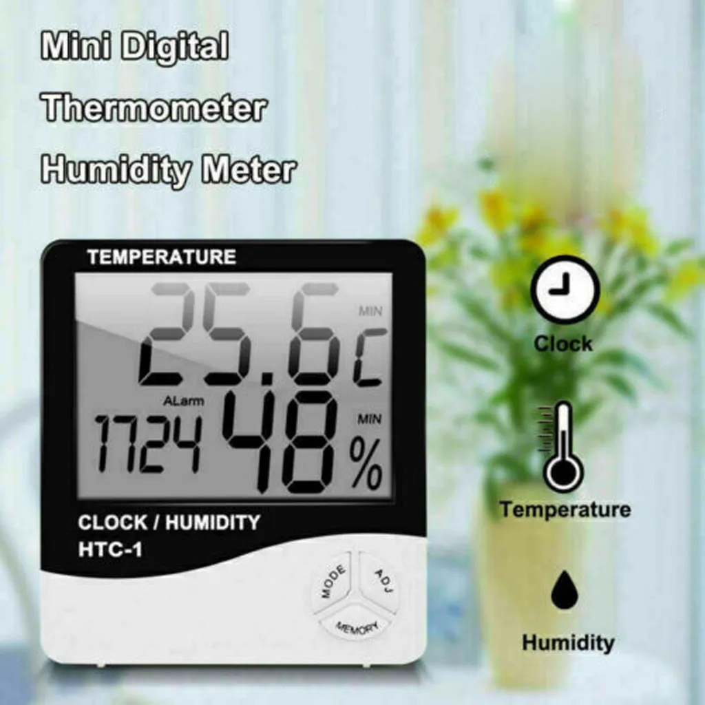 LCD Multifunction Thermometer Hygrometer Humidity Meter Room Indoor Automatic Electronic Temperature Humidity Monitor Clock|Temperature Instruments| - AliExpress