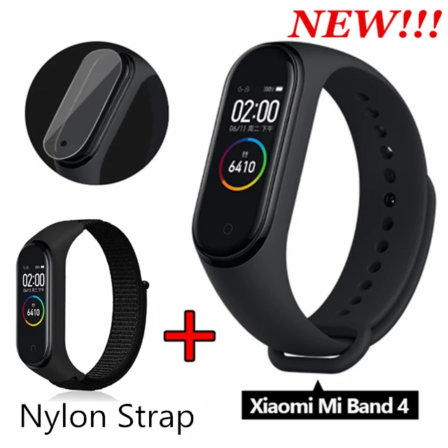 Xiaomi mi Band 4 Smart AMOLED цветной экран браслет пульсометр фитнес Bluetooth 5,0 50MSwim mi ng водонепроницаемый mi Band 4 - Цвет: add Dark Black