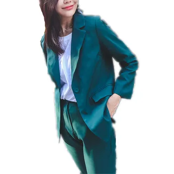 

Customized now popular new ladies casual solid color suit two-piece suit (jacket + pants) women's business office formal suit