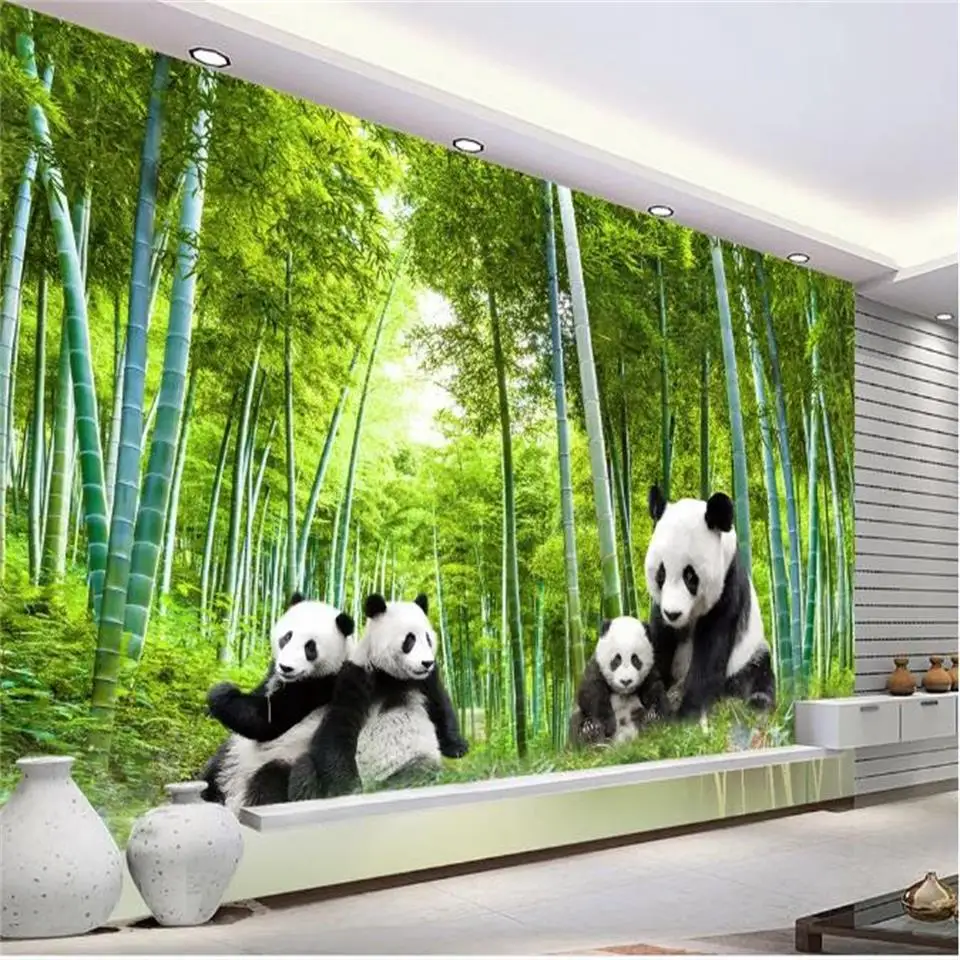 3d комнатные фото обои на заказ Фреска детская Настенная Наклейка бамбуковый лес панда диван ТВ фон картина 3d настенная фреска обои