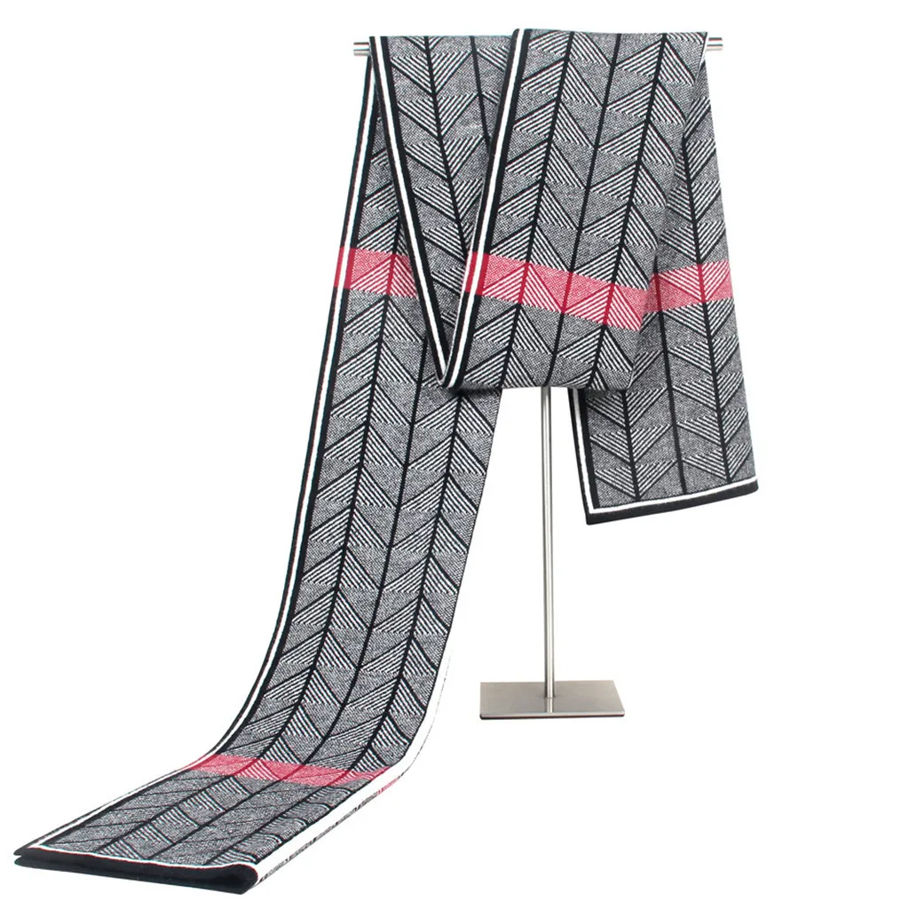 Men's Autumn Winter Scarves for Men Business Jacquards Knit Scarf Middle-aged Father Striped Poncho Scarf Gift Man Stole Shawls
