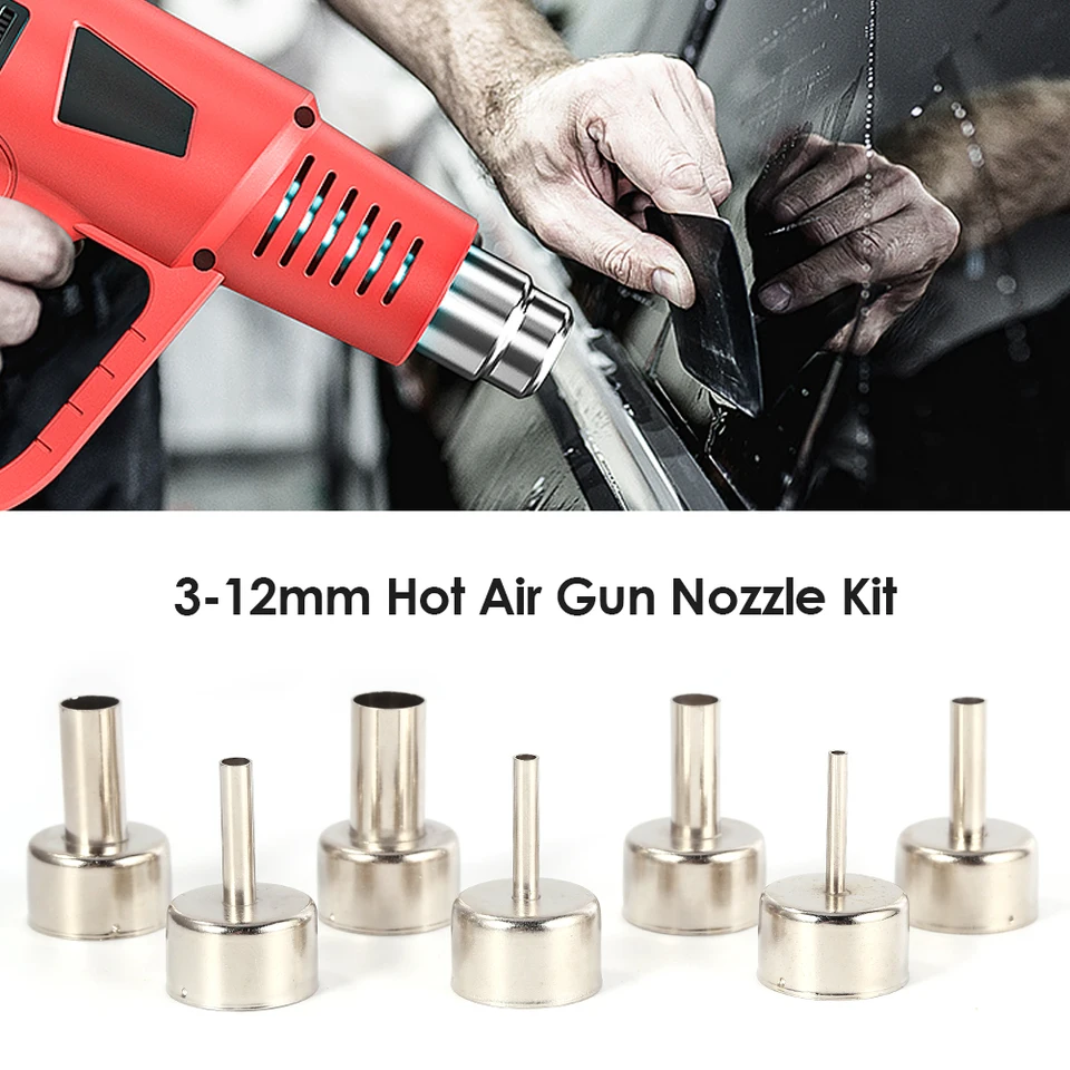 FHE-Buse de pistolet à air chaud 7 Pcs Hot Air Gun Nozzle Set Stainless