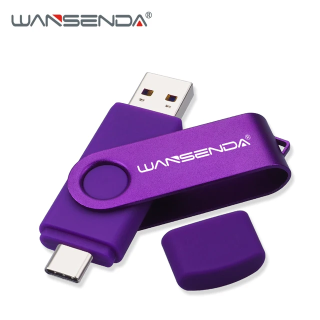 New WANSENDA USB 3.0 TYPE C USB Flash Drive OTG Pen Drive 512GB 256GB 128GB 64GB 32GB 16GB USB Stick 2 in 1 High Speed Pendrive Purple