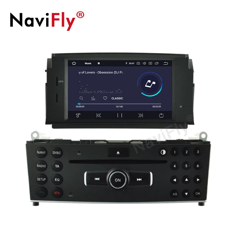 NaviFly 4+ 64G PX5 Автомобильный мультимедийный плеер Android 9,0 Автомобильный DVD Радио аудио gps плеер для Mercedes Benz C200 C180 W204 2007-2010