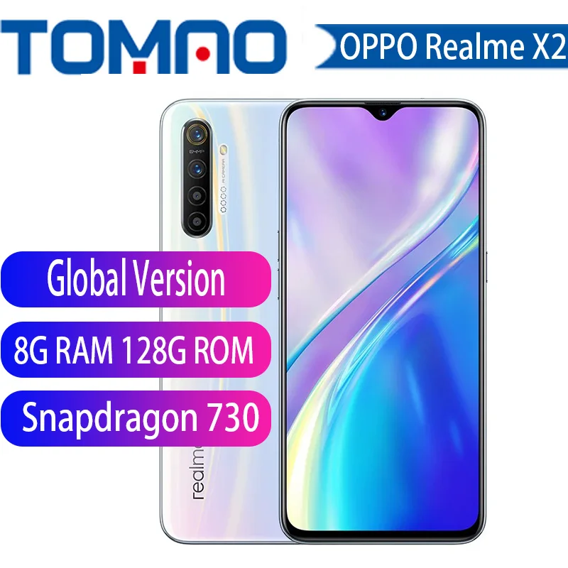 Глобальная версия realme X2 X 2 6," AMOLED экран мобильный телефон Snapdragon 730G 64MP Quad камера NFC CellphoneVOOC 30W быстрое зарядное устройство