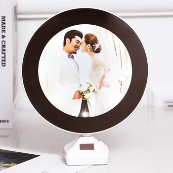 

Creative Multifunctional Table Lamp Round LED Mirror Photo Frame 20*25cm Valentine's Day Wedding Home Decoration Photo Frame