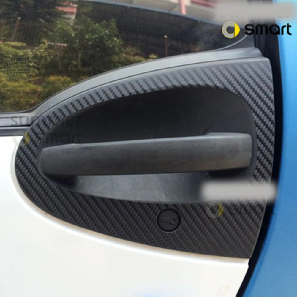 

2 x Car-styling Car Door Handle Sticker Carbon Fiber Vinyl Protection Decal Accessories for Smart Fortwo Forfour