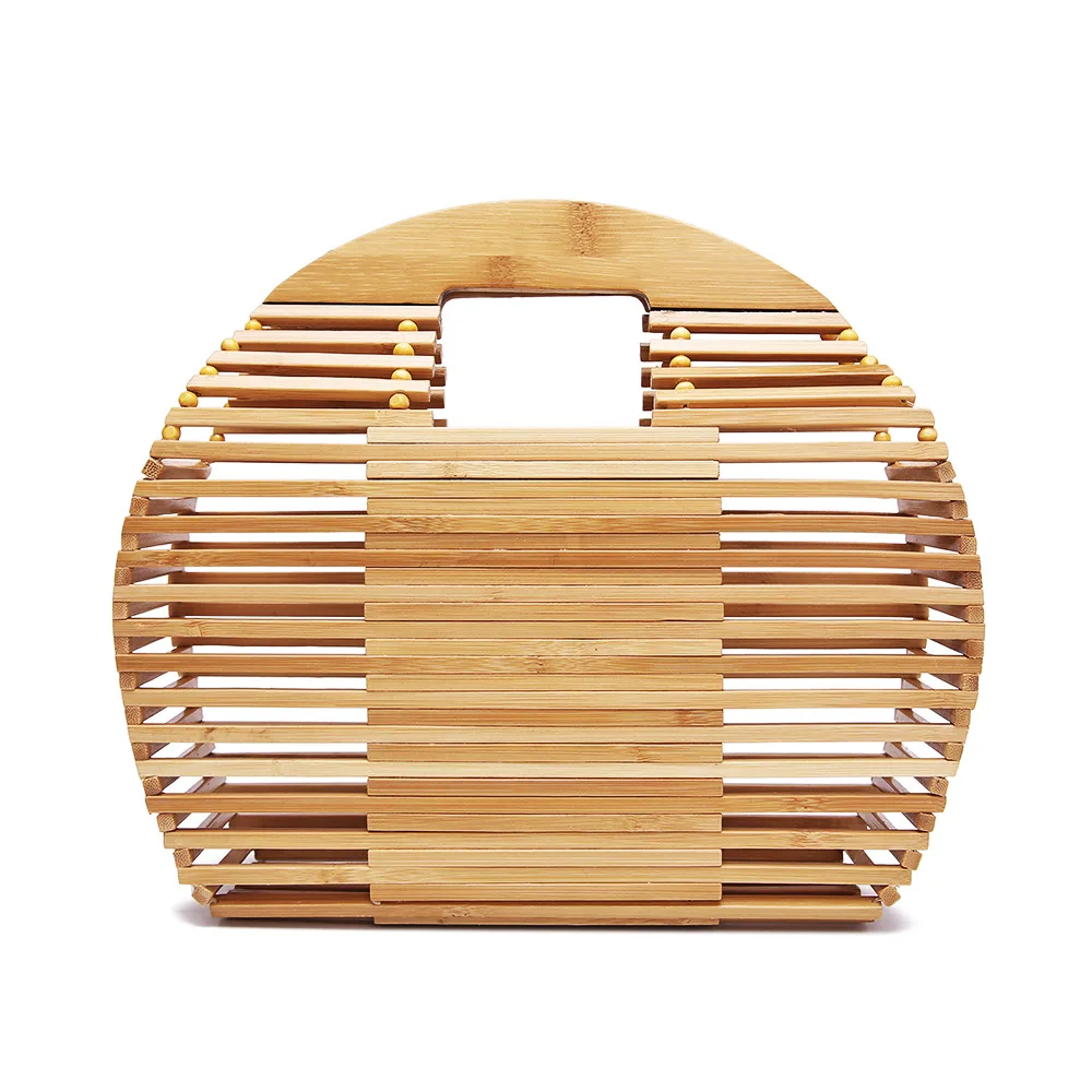 

Semi-circular Beach Bag Hand-woven Bamboo Bag Ladies Bag Bamboo Bag