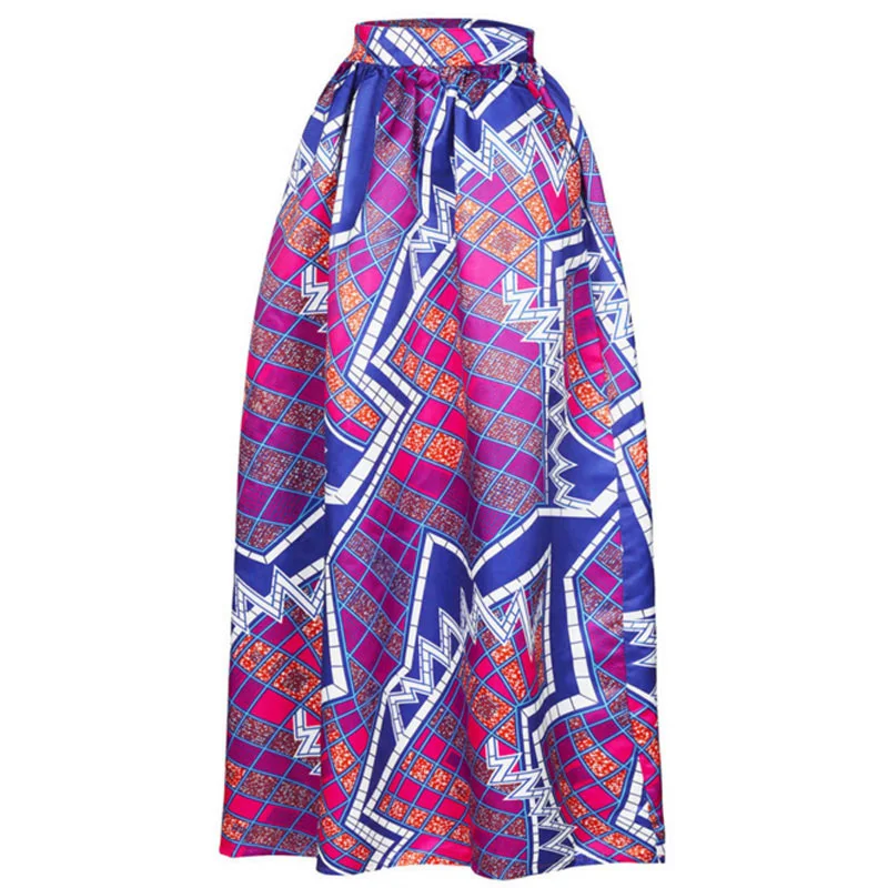 Женская африканская Дашики эластичная Осенняя зимняя летняя пляжная юбка макси с цветочным принтом Высокая талия плиссированная длинная юбка в пол