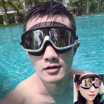 

New Adult Anti-fog Swimming Goggles Oversized Frame Flat Women Men and Swimming Mirror Silicone Waterproof Mask Q5A5