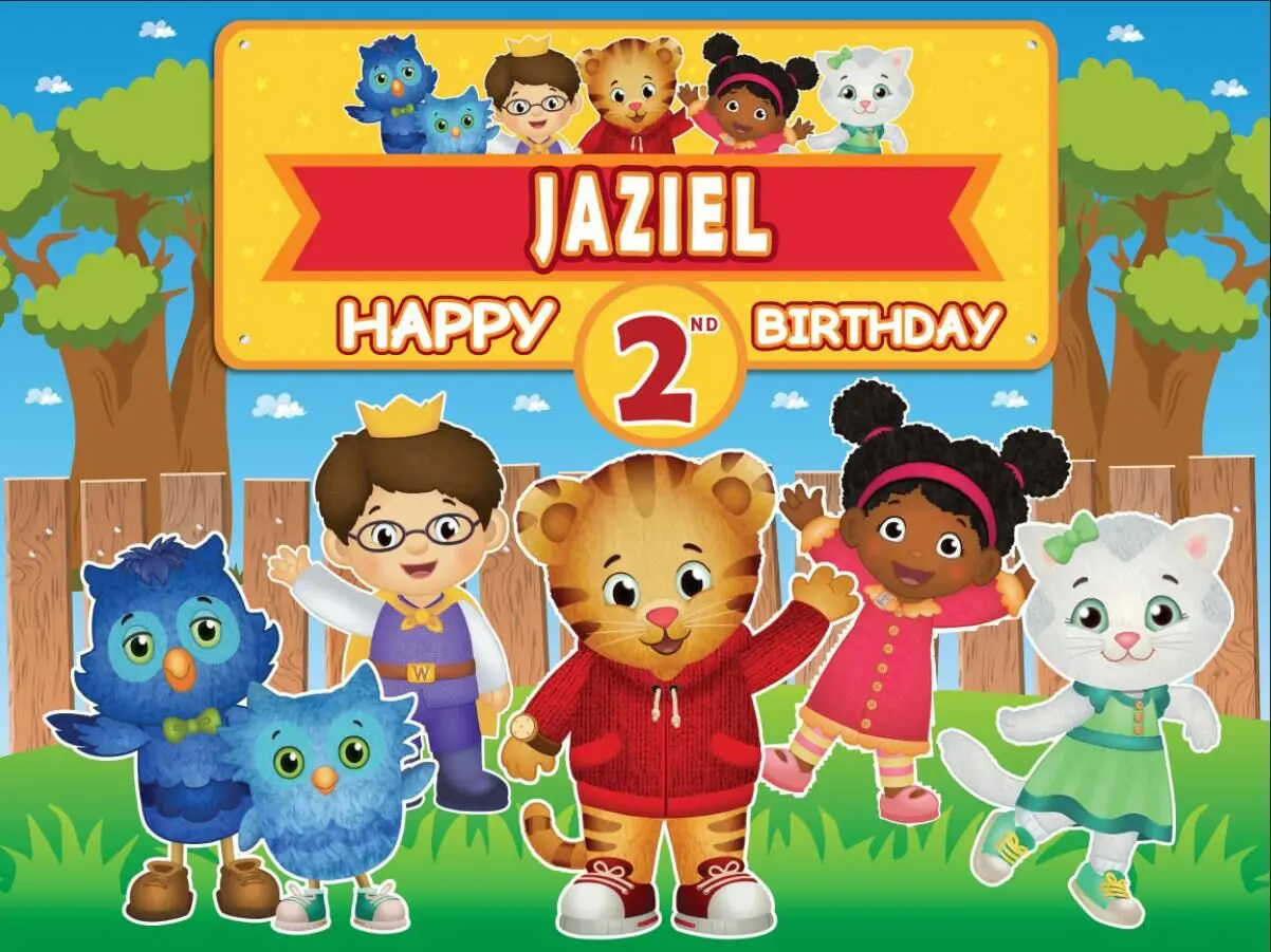 7x5ft Daniel Tigre Joyeux Anniversaire Fete Cloture De Jardin Personnalise Personnalise Photo Studio Fond Toile De Fond Vinyle 2cm X 150cm Aliexpress