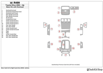 

Interior lining for Toyota Hilux 2002-up. Set r499.