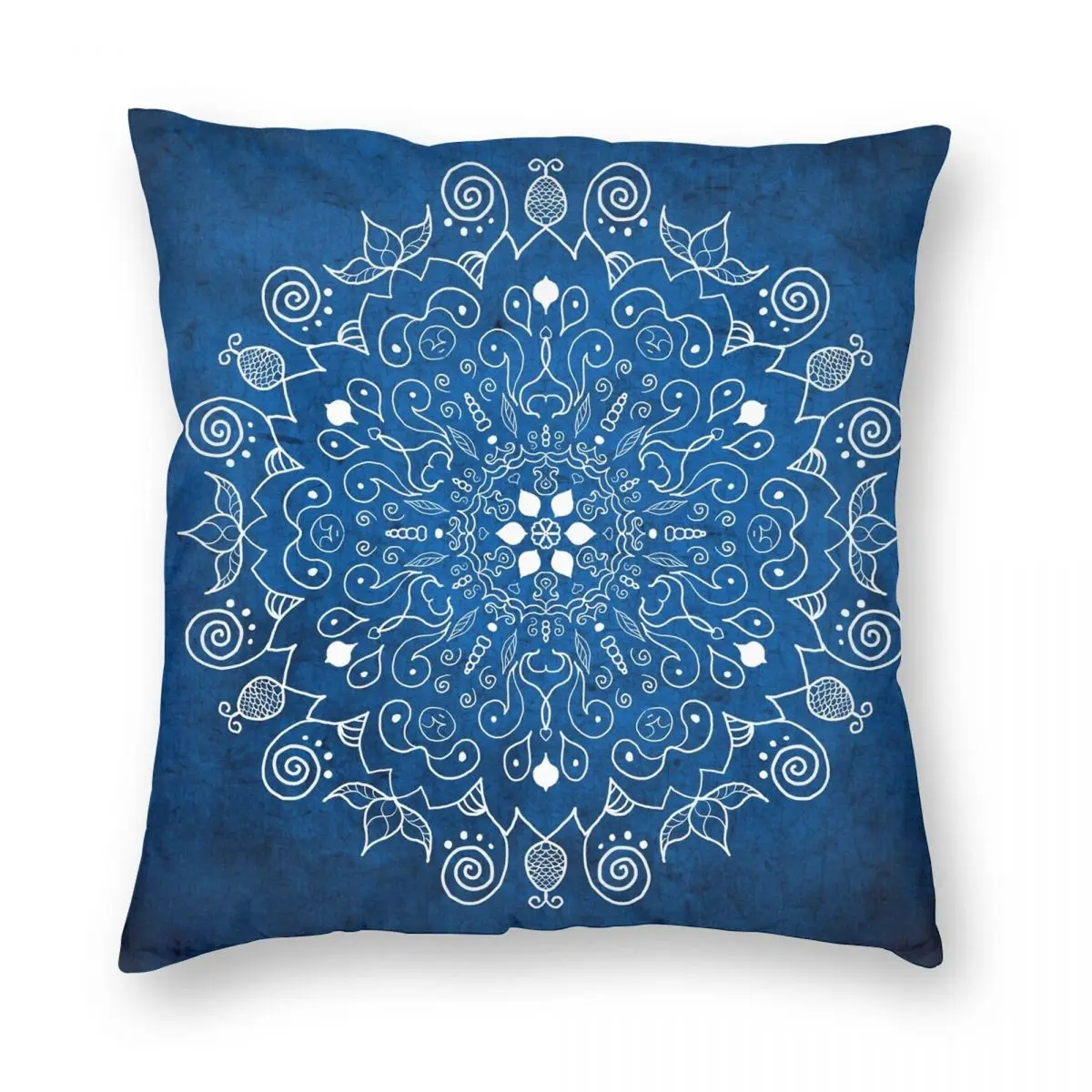 

Mandala Blue Square Pillowcase Polyester Linen Velvet Printed Zip Decor Throw Pillow Case Room Cushion Cover 45x45